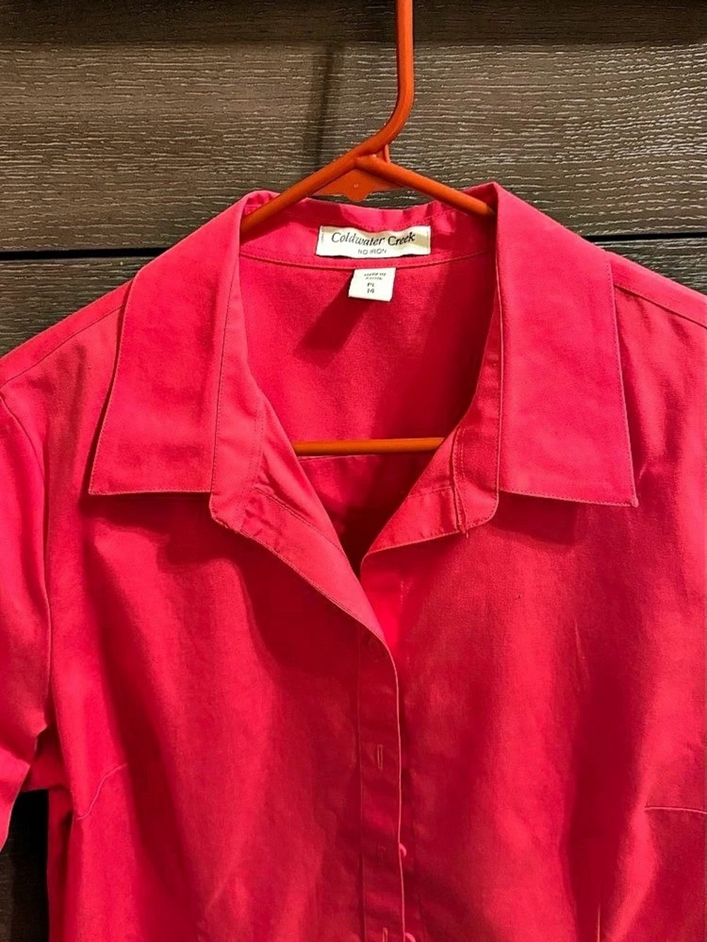 Coldwater Creek No-Iron Shirt Button Down Pink Size 14